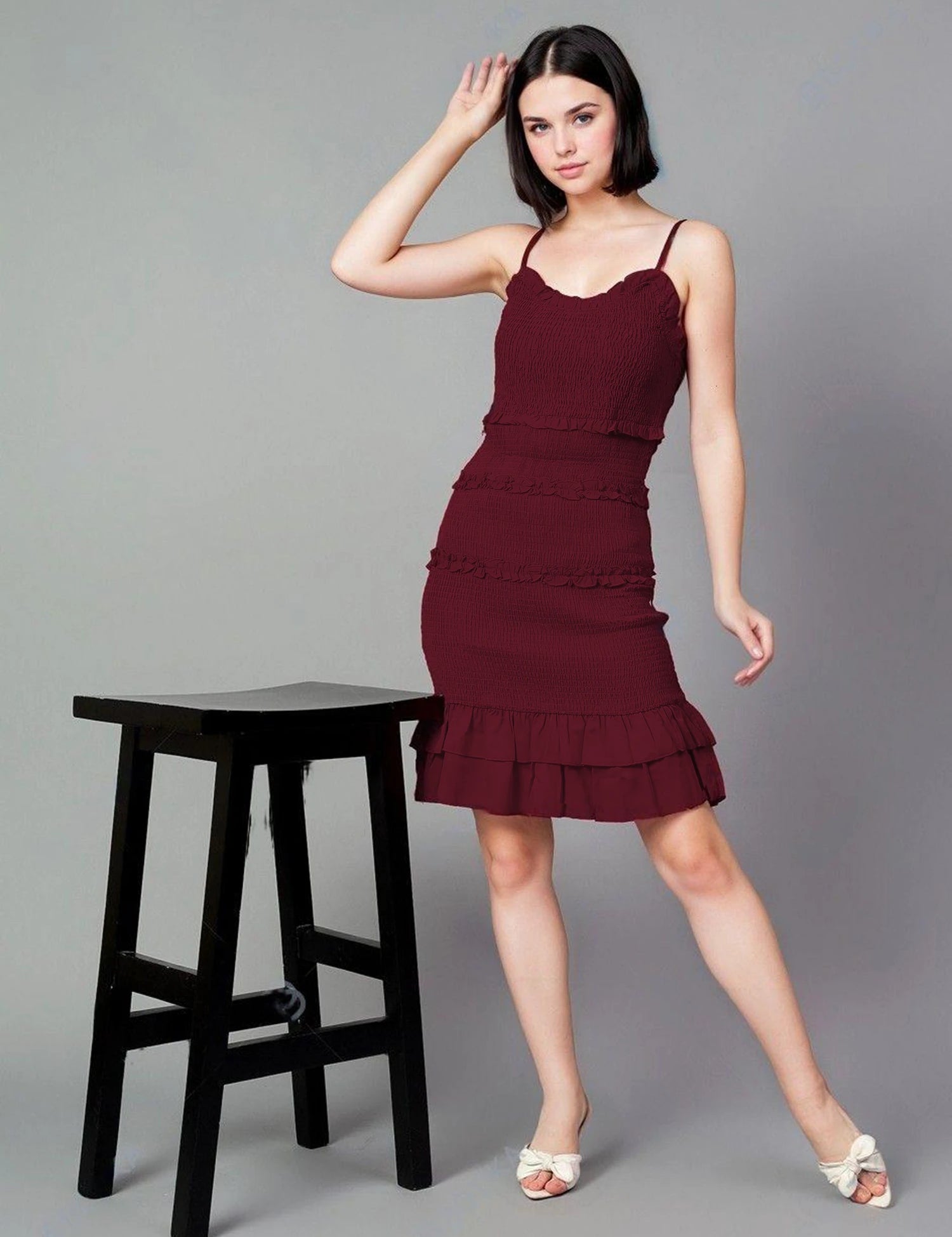 KOTTY Women's Round Neck Fit Flare Dress