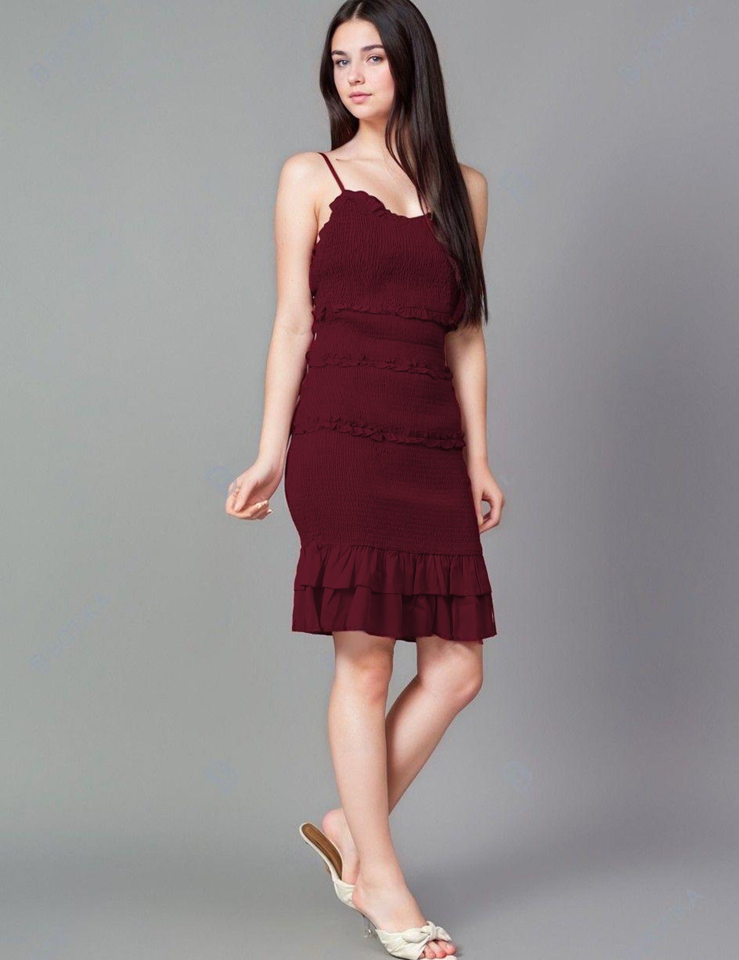 KOTTY Women's Round Neck Fit Flare Dress