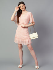 KOTTY Women's Solid Knee Length Dress