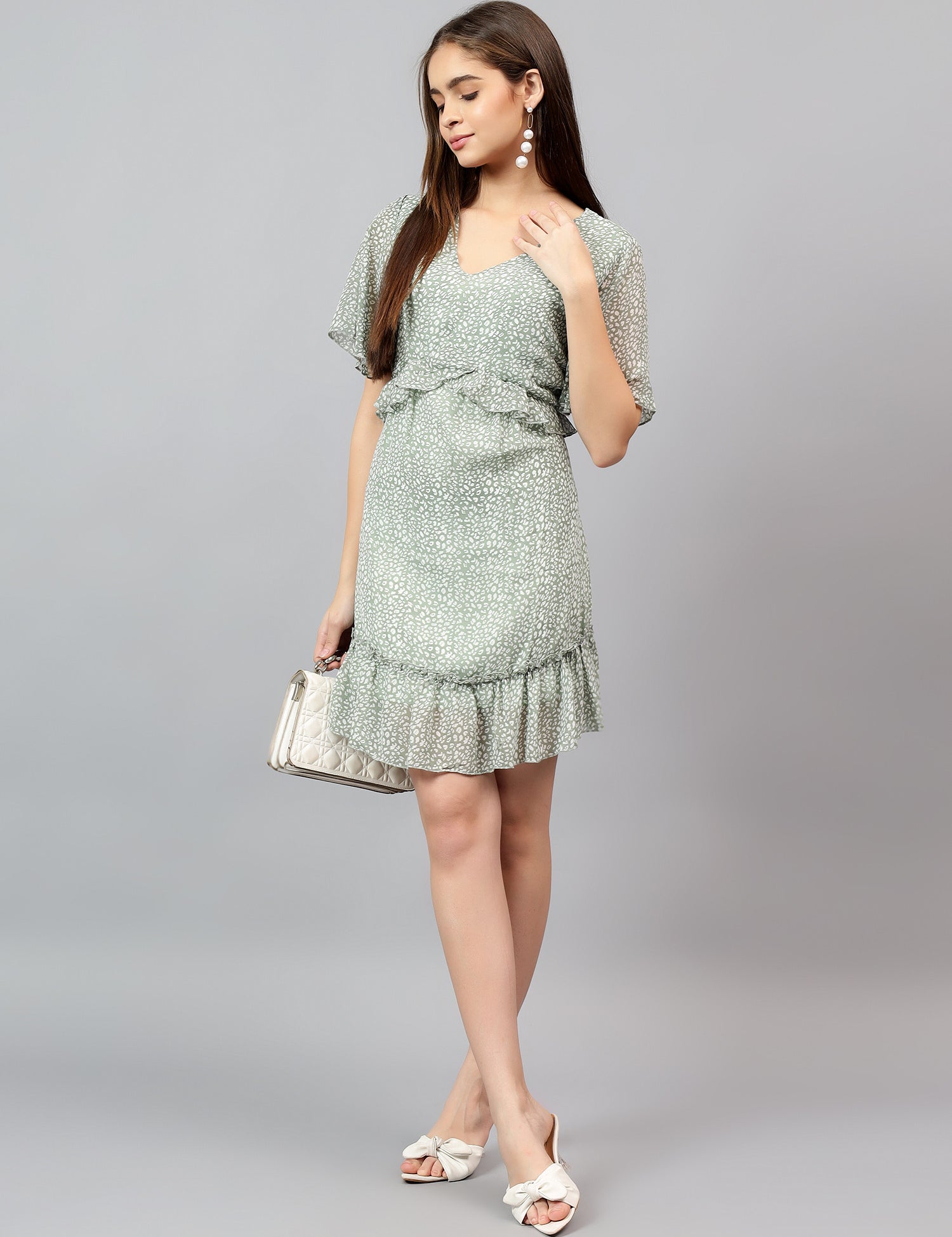 KOTTY Women's Starred Half Sleeve Balsam Causal Dress 