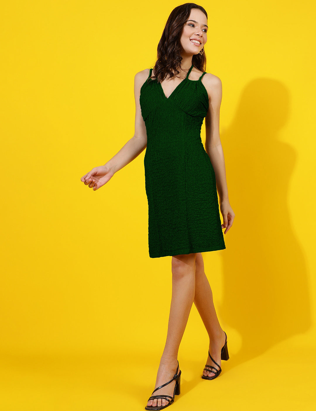 KOTTY Women's Solid Knee Length Dress