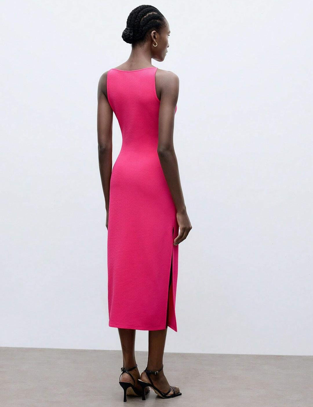 KOTTY Women's Solid Sleeveless Cerise Pink Causal Dress 