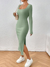 KOTTY Women's Solid Full Sleeve Mossleaf Causal Dress 