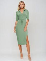 KOTTY Women's solid Fit And Flare Midi Dress