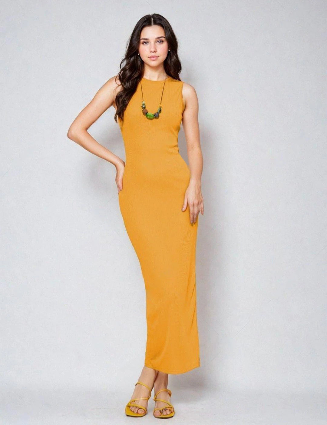 KOTTY Women's Solid Sleeveless Maxi Stylish looking Dress