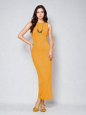 KOTTY Women's Solid Sleeveless Maxi Stylish looking Dress