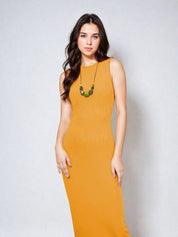 KOTTY Women's Solid Sleeveless Maxi Stylish looking Dress