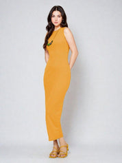 KOTTY Women's Solid Sleeveless Maxi Stylish looking Dress