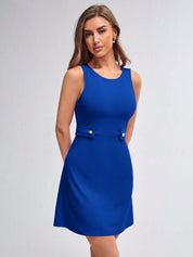 KOTTY Women's Solid Sleeveless Magnus Blue Causal Dress 