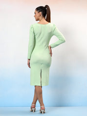 KOTTY Women's Full Sleves Solid Knee Length Stylish Dress