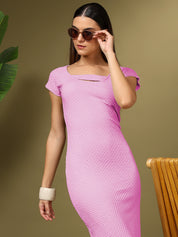 KOTTY Women's Solid Short Sleeve Phlox Pink Causal Dress 