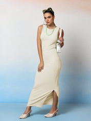 KOTTY Women's Solid Sleeveless Gypsum Sand Causal Dress 