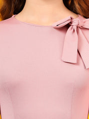 KOTTY Women's Solid Full Sleeve Precious Pink Causal Dress 