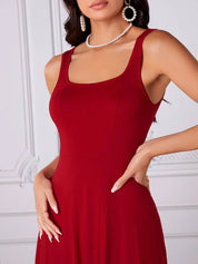 KOTTY Women's Solid Sleeveless Carmine Causal Dress 