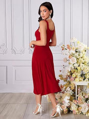 KOTTY Women's Solid Sleeveless Carmine Causal Dress 