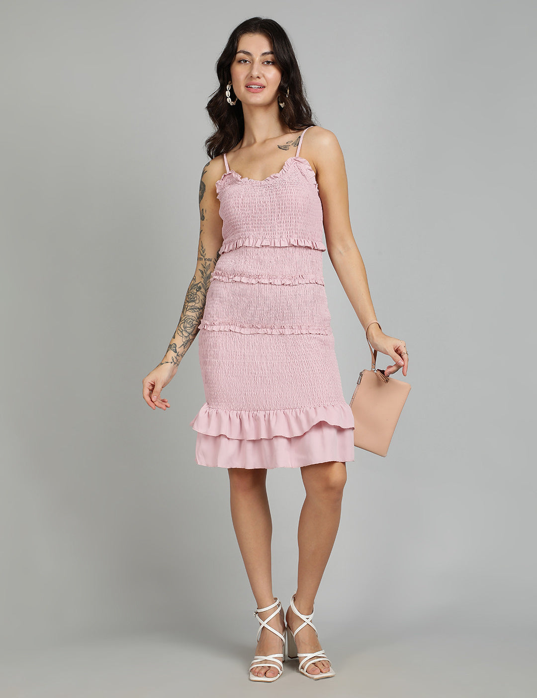 KOTTY Women's Solid Sleeveless Knee Length Dress
