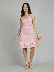 KOTTY Women's Solid Sleeveless Knee Length Dress