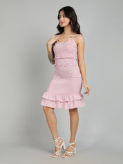 KOTTY Women's Solid Sleeveless Knee Length Dress