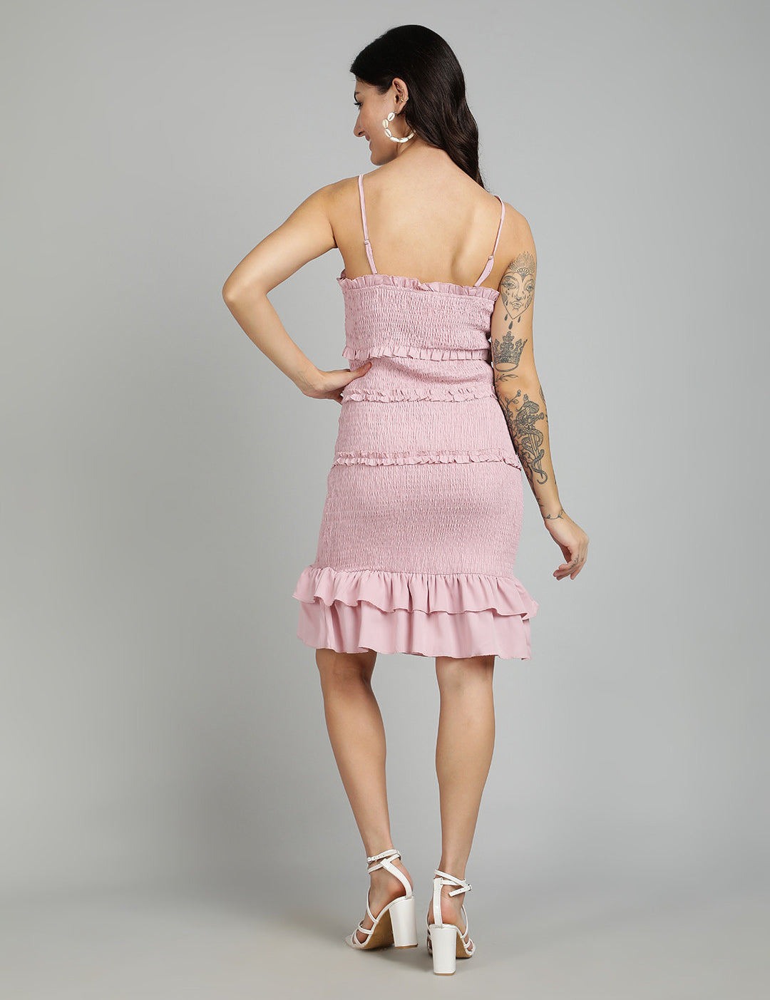 KOTTY Women's Solid Sleeveless Knee Length Dress