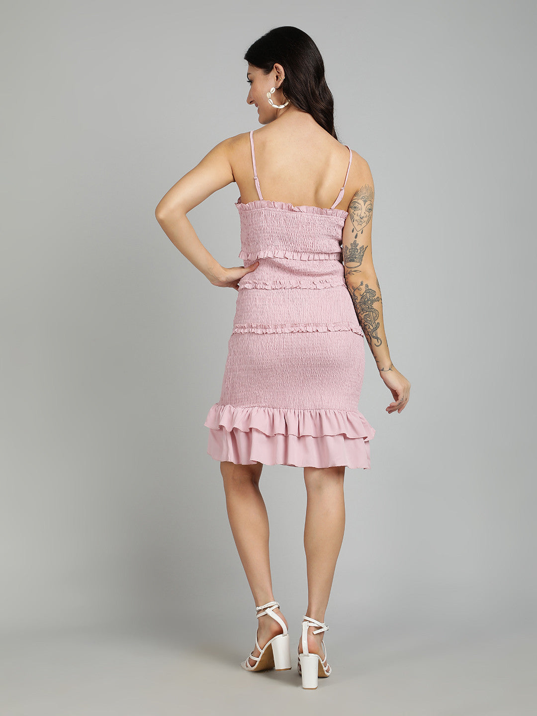 KOTTY Women's Solid Sleeveless Knee Length Dress