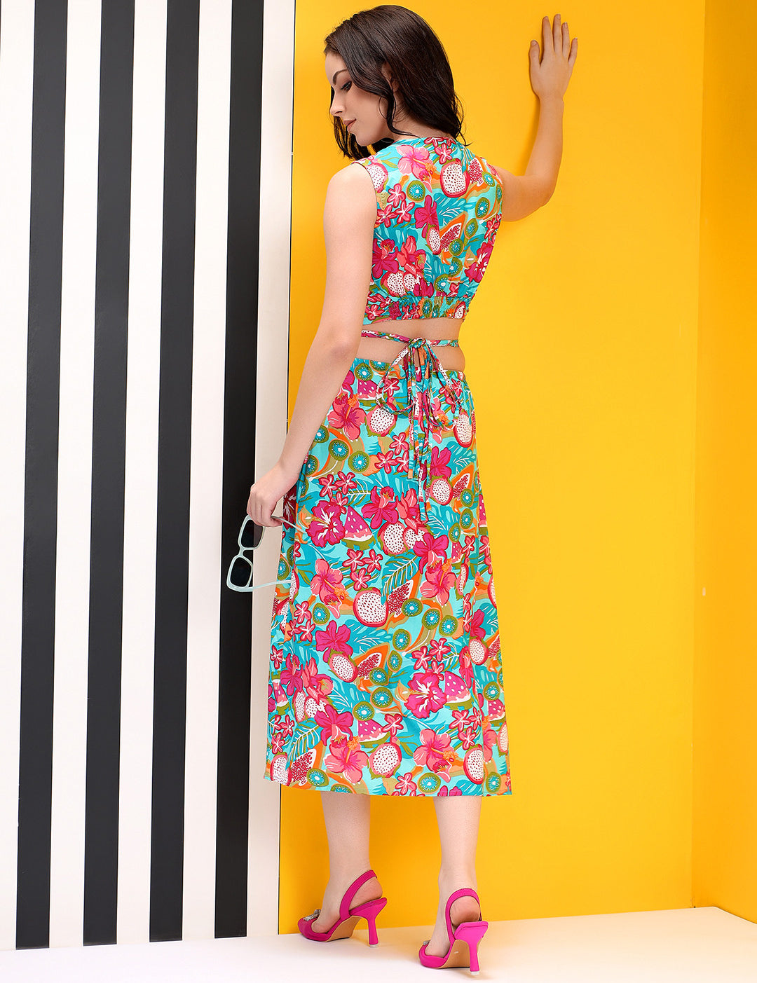 KOTTY Women's Floral Short Sleeve Charcoal Dust Causal Dress 