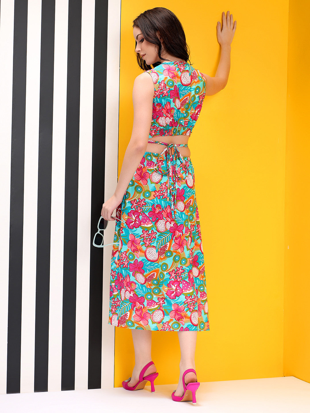 KOTTY Women's Floral Short Sleeve Charcoal Dust Causal Dress 