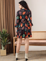 KOTTY Women's Botanic Print 3/4 Sleeve Stout Causal Dress 