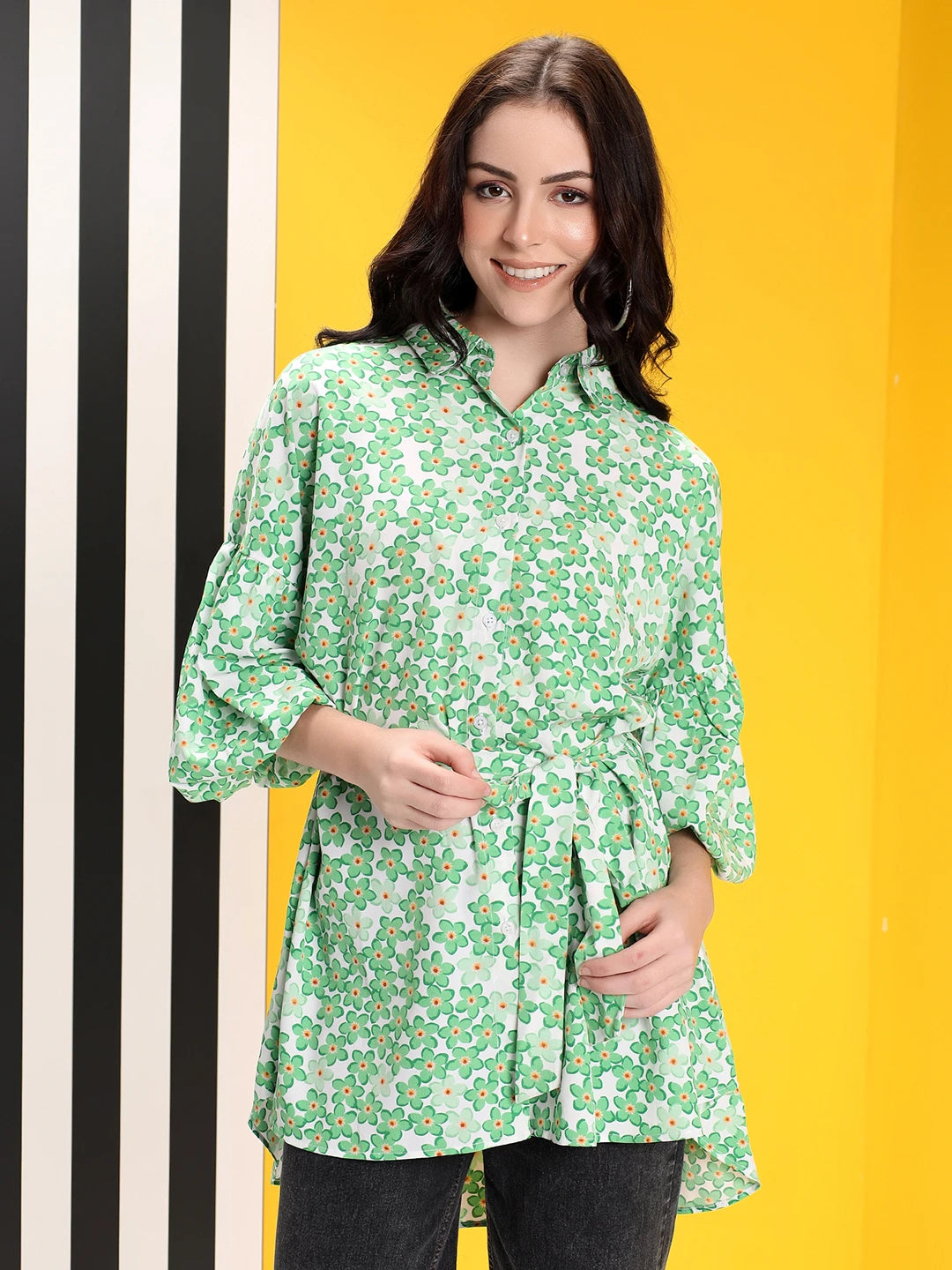 KOTTY Women's Floral 3/4 Sleeve Quaking Grass Causal Dress 