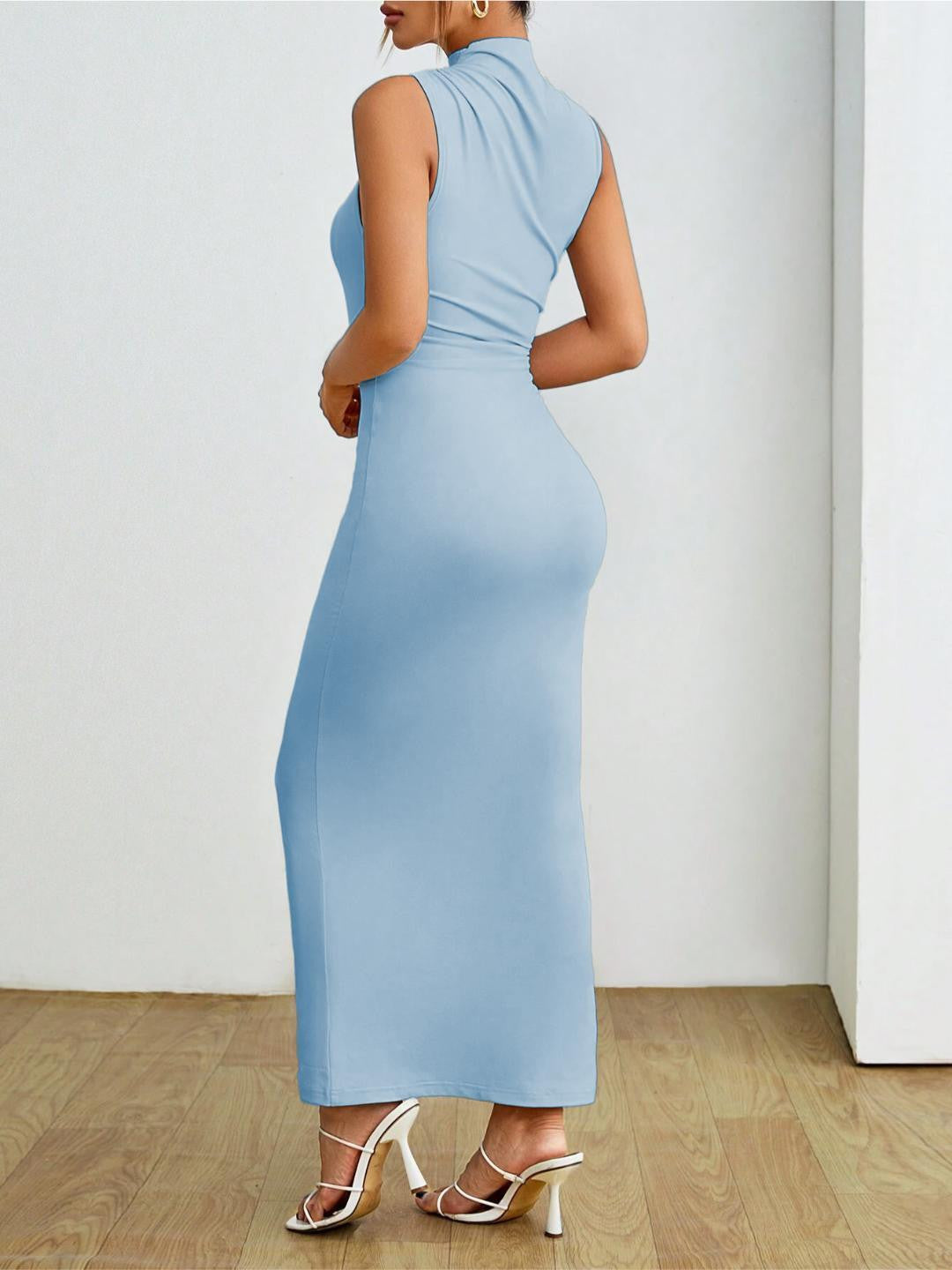 KOTTY Women's Solid Sleeveless Blue Ballerina Causal Dress 