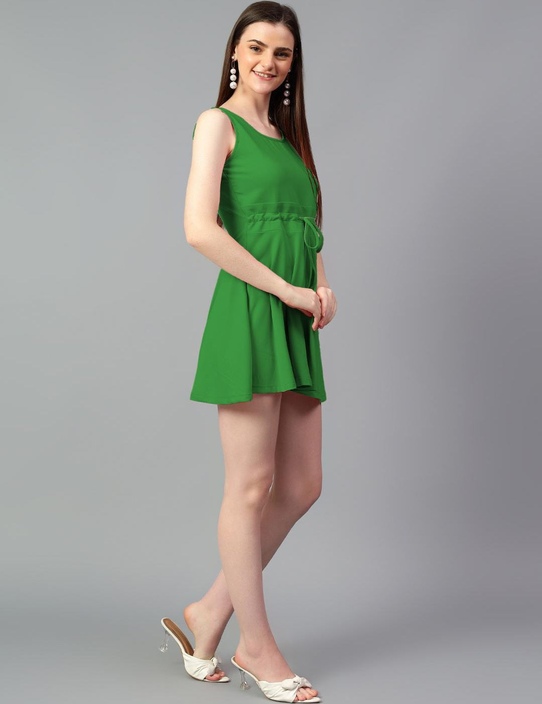 KOTTY Women's Solid Sleeveless Putting Green Causal Dress 