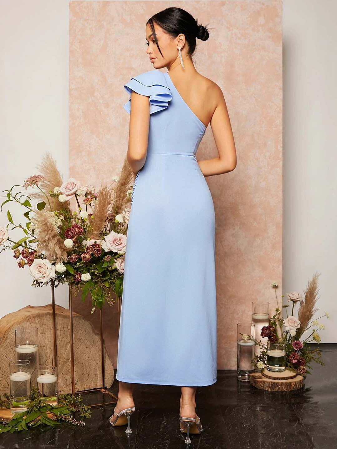 KOTTY Women's Solid Ballet Blue Stylish Dress