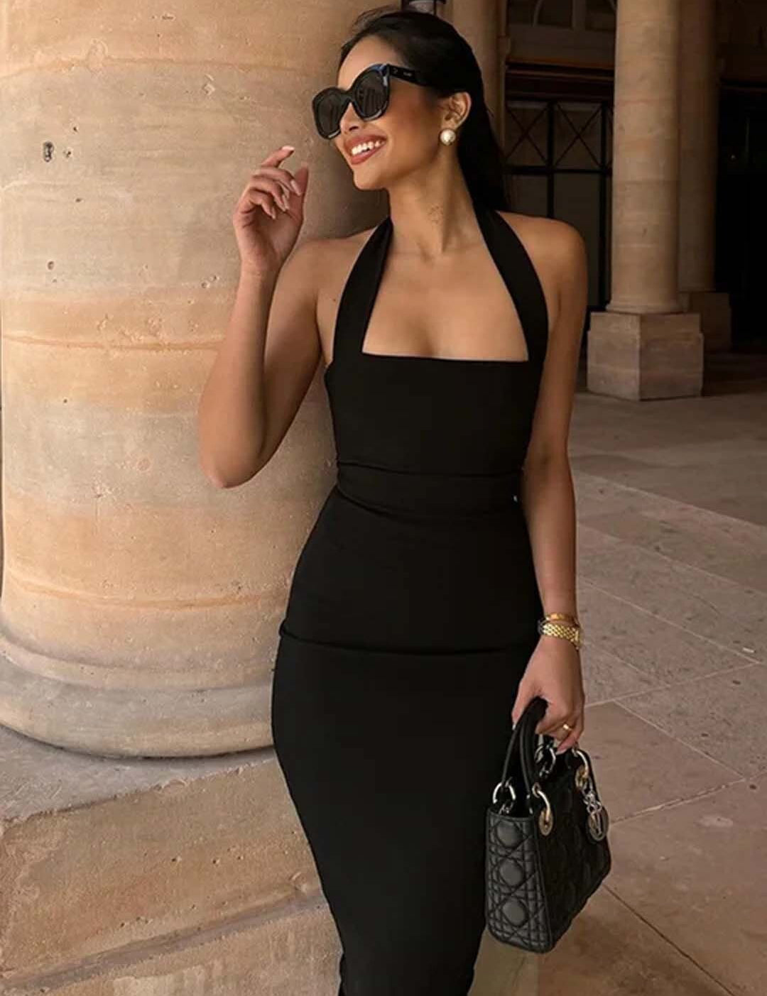 KOTTY Women's Solid Cynical Black Stylish Dress