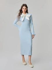 KOTTY Women's Solid Blue Ballerina Stylish Dress