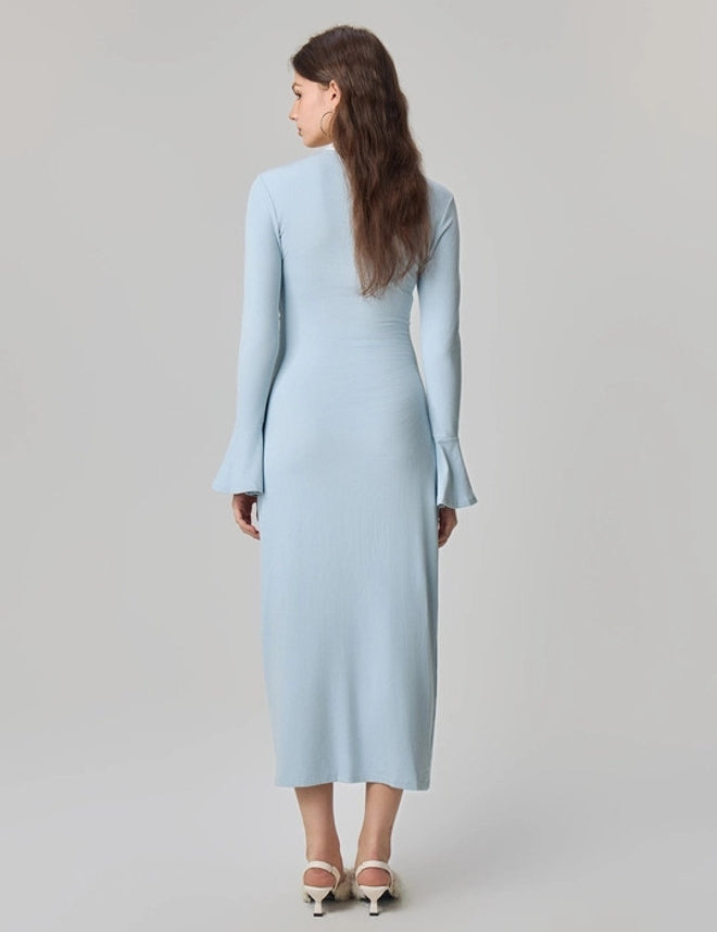 KOTTY Women's Solid Blue Ballerina Stylish Dress