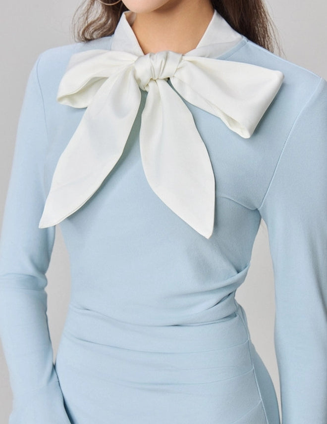 KOTTY Women's Solid Blue Ballerina Stylish Dress