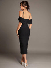 KOTTY Women's Solid Eerie Black Stylish Dress