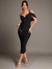 KOTTY Women's Solid Eerie Black Stylish Dress