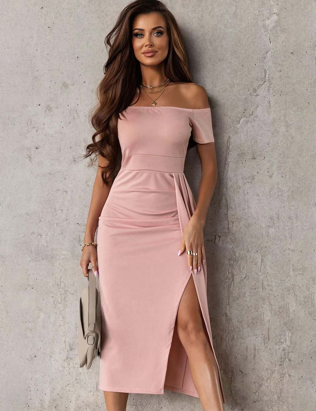 KOTTY Women's Solid Mesa Pink Stylish Dress