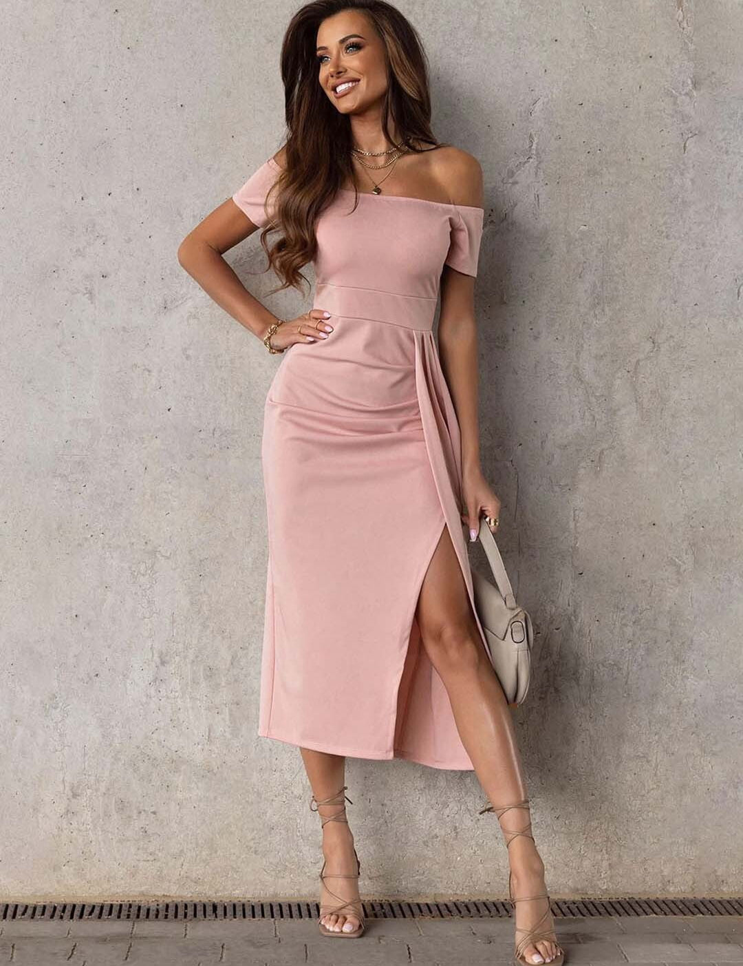 KOTTY Women's Solid Mesa Pink Stylish Dress