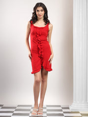 KOTTY Women's Solid Stylish Red-Handed Casual Dress