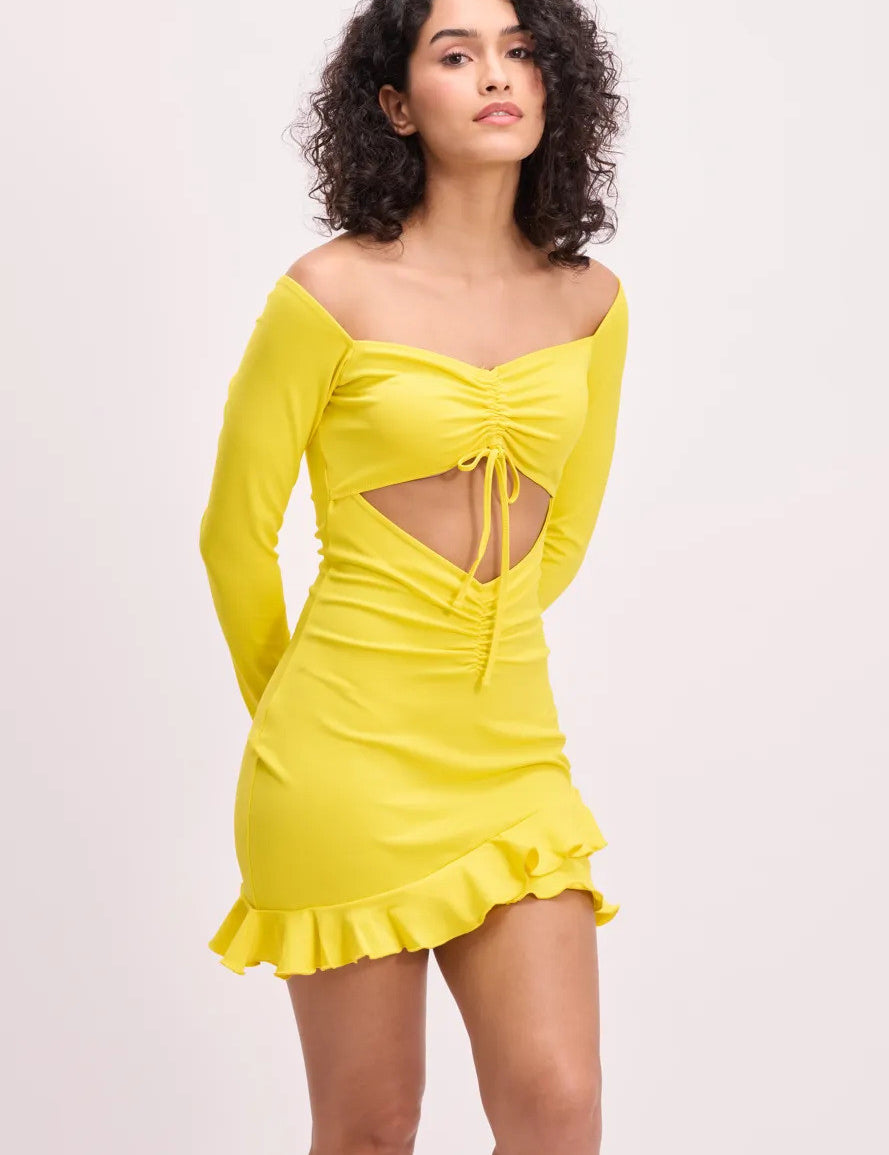 KOTTY Women's Solid Durian Yellow Stylish Dress