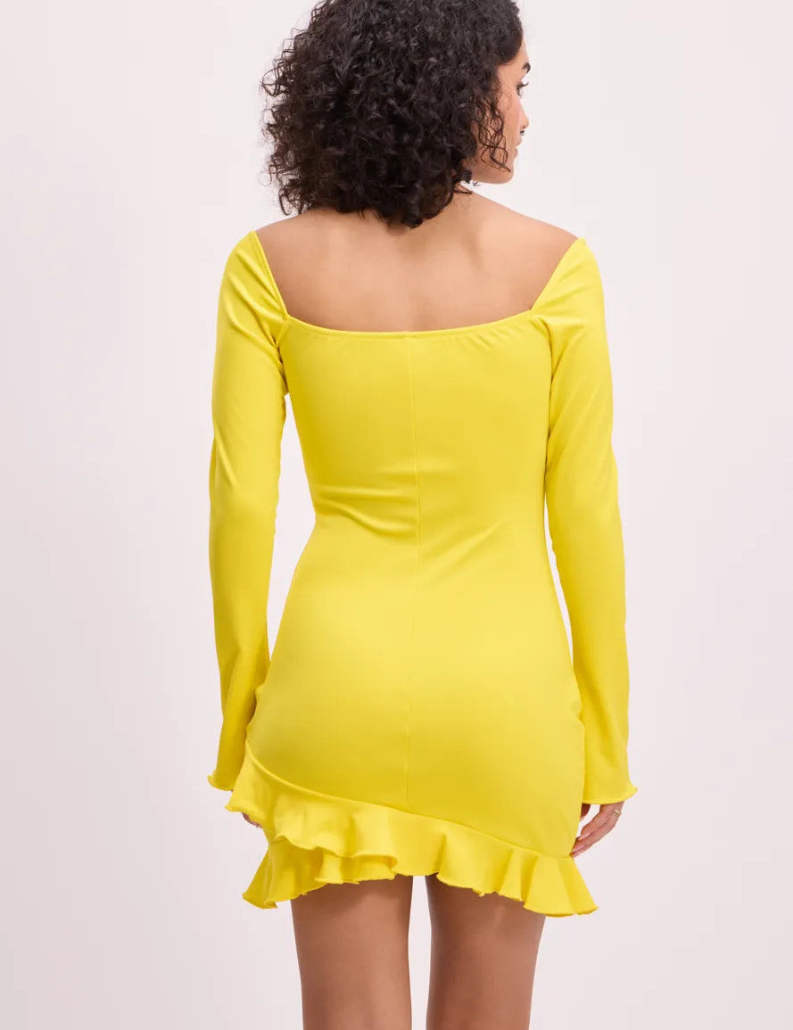 KOTTY Women's Solid Durian Yellow Stylish Dress