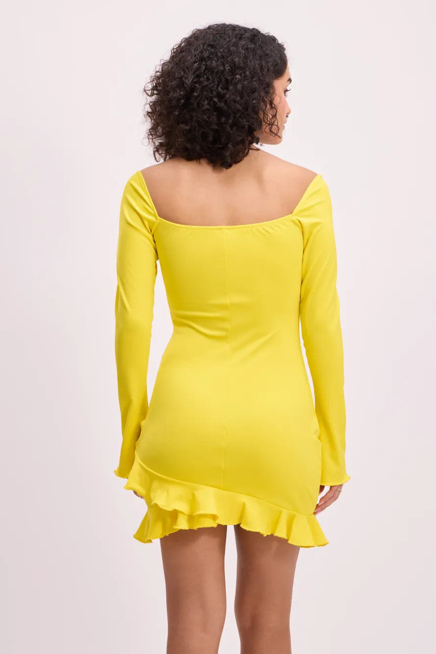 KOTTY Women's Solid Durian Yellow Stylish Dress