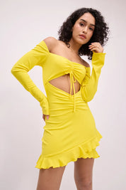 KOTTY Women's Solid Durian Yellow Stylish Dress