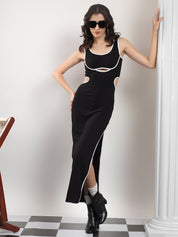 KOTTY Women's Solid Stylish Abaddon Black Casual Dress