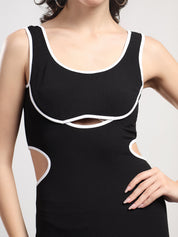 KOTTY Women's Solid Stylish Abaddon Black Casual Dress
