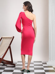 KOTTY Women's Solid Stylish Warm Pink Casual Dress