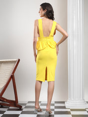 KOTTY Women's Solid Stylish Energy Yellow Casual Dress