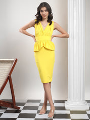 KOTTY Women's Solid Stylish Energy Yellow Casual Dress