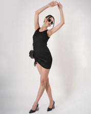 KOTTY Women's Solid Black Out Stylish Dress
